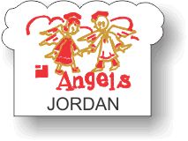 (image for) Charlie Brown Squares Angel Shaped White Badge